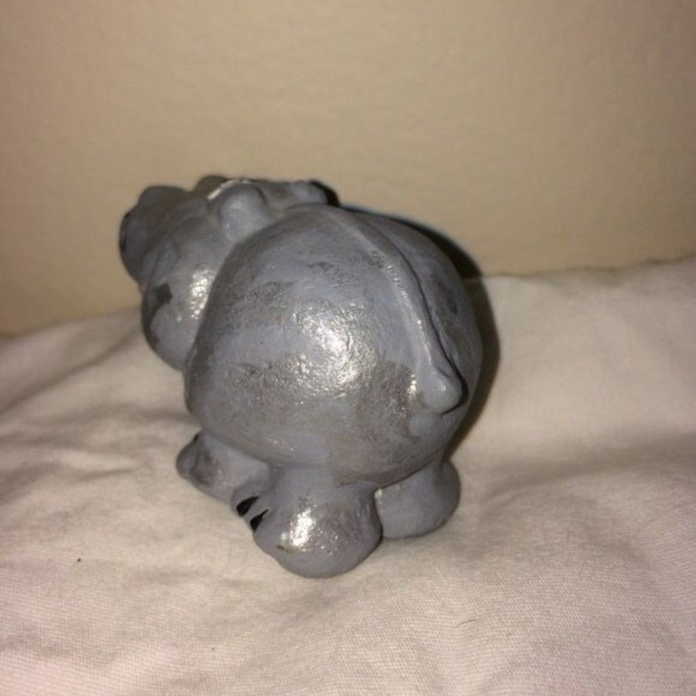 Handpainted Small Hippo Plaster Tabletop Statue - Picture 2 of 2